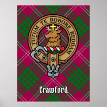 Clan Crawford Crest over Tartan Poster