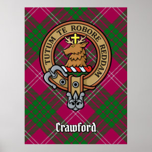 Clan Crawford Crest over Tartan Poster
