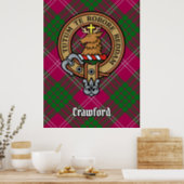 Clan Crawford Crest over Tartan Poster (Kitchen)
