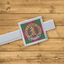 Clan Crawford Crest over Tartan Silver Finish Tie Bar