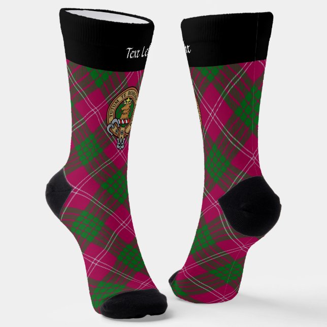 Clan Crawford Crest over Tartan Socks (Angled)