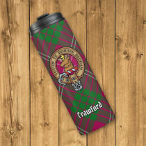 Clan Crawford Crest over Tartan Thermal Tumbler