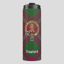 Clan Crawford Crest over Tartan Thermal Tumbler