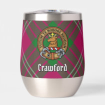 Clan Crawford Crest over Tartan Thermal Wine Tumbler