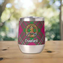 Clan Crawford Crest over Tartan Thermal Wine Tumbler