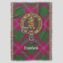 Clan Crawford Crest over Tartan Throw Blanket