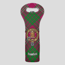 Clan Crawford Crest over Tartan Wine Bag