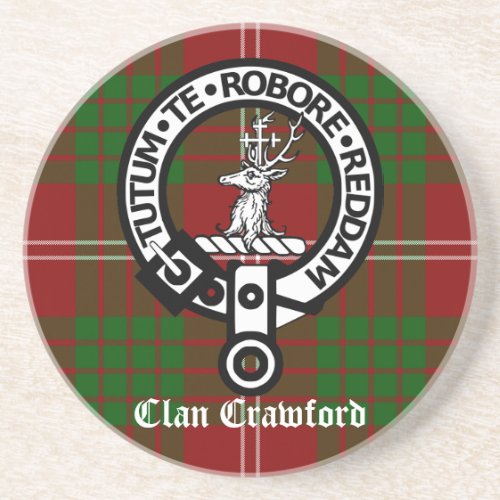 Clan Crawford Crest Tartan Coaster