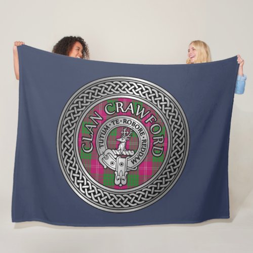 Clan Crawford Crest  Tartan Knot Fleece Blanket