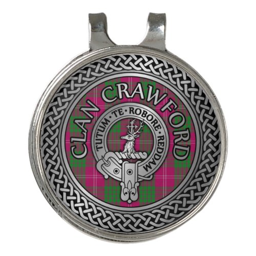 Clan Crawford Crest  Tartan Knot Golf Hat Clip