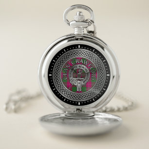 Clan Crawford Crest & Tartan Knot Pocket Watch