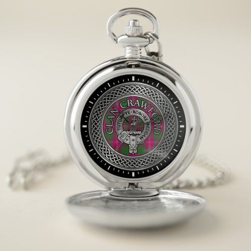 Clan Crawford Crest  Tartan Knot Pocket Watch