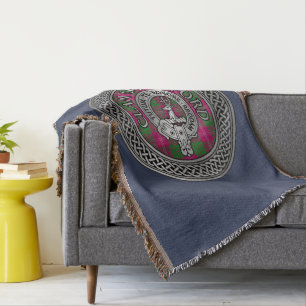 Clan Crawford Crest & Tartan Knot Throw Blanket