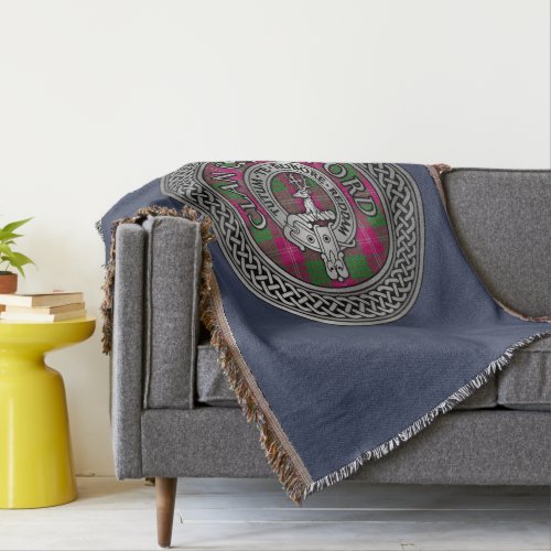 Clan Crawford Crest  Tartan Knot Throw Blanket