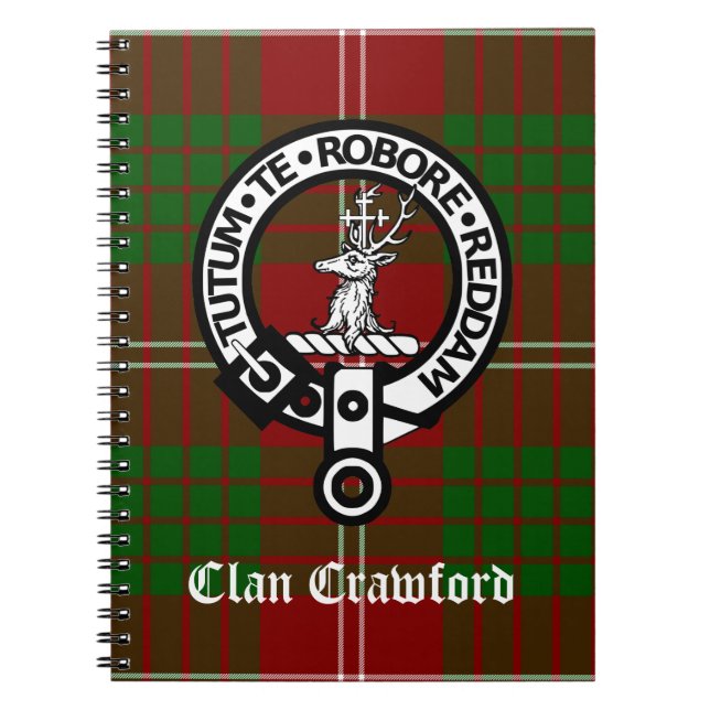 Clan Crawford Crest Tartan Notebook (Front)