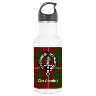 Clan Crawford Crest Tartan Stainless Steel Water Bottle
