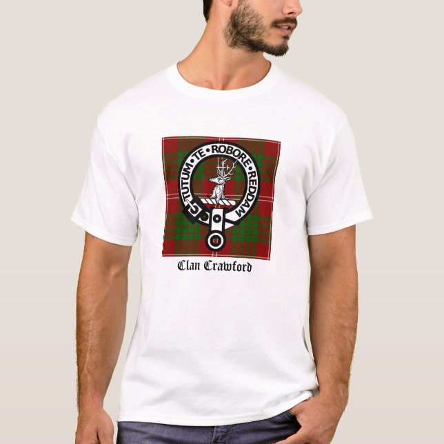 Clan Crawford Crest Tartan T-Shirt (Front)