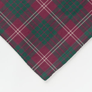 Clan Crawford Dark Red and Green Tartan Fleece Blanket