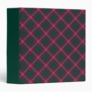 Clan Crawford Maroon and Forest Green Tartan 3 Ring Binder