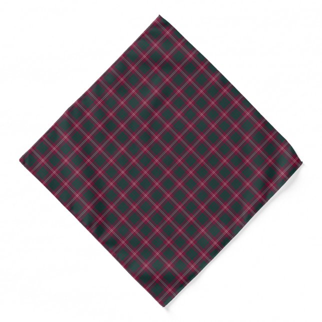 Clan Crawford Maroon and Green Scottish Tartan Bandana (Front)