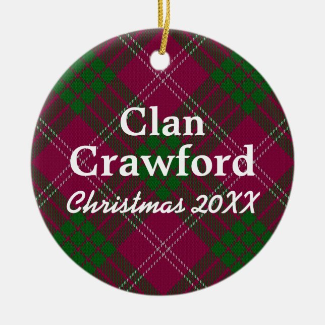 Clan Crawford Scottish Tartan Ceramic Ornament (Front)