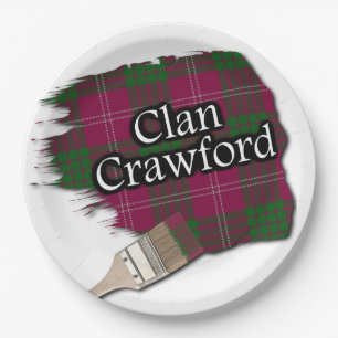 Clan Crawford Scottish Tartan Paint Brush Paper Plates