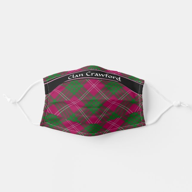 Clan Crawford Tartan Adult Cloth Face Mask (Front, Unfolded)