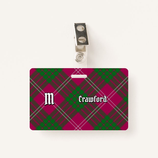 Clan Crawford Tartan Badge (Front with Clip)