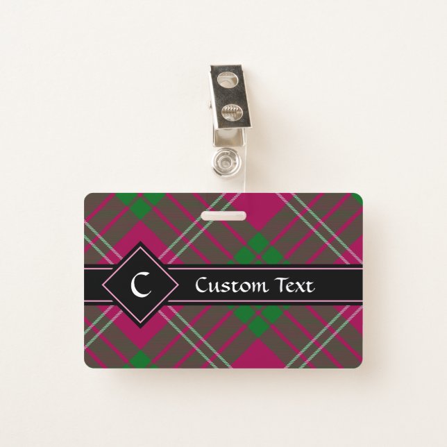 Clan Crawford Tartan Badge (Front with Clip)