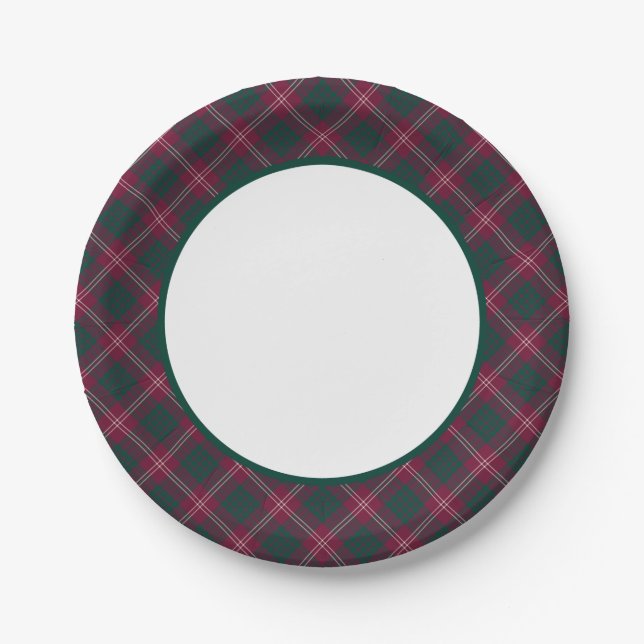 Clan Crawford Tartan Border Paper Plates (Front)