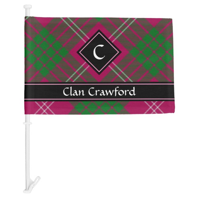 Clan Crawford Tartan Car Flag (Front)