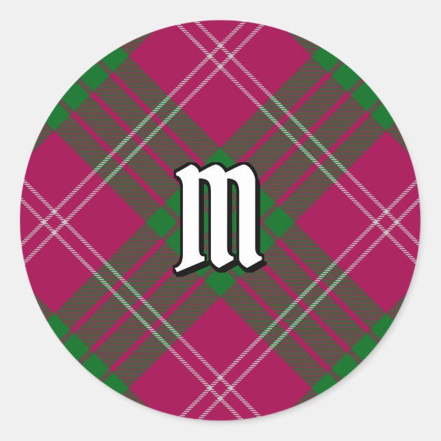 Clan Crawford Tartan Classic Round Sticker (Front)