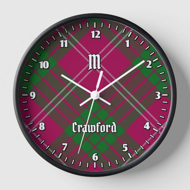 Clan Crawford Tartan Large Clock (Front)