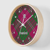 Clan Crawford Tartan Large Clock (Angle)