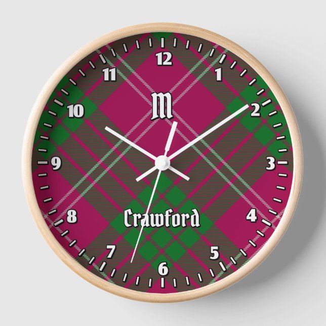 Clan Crawford Tartan Large Clock (Front)