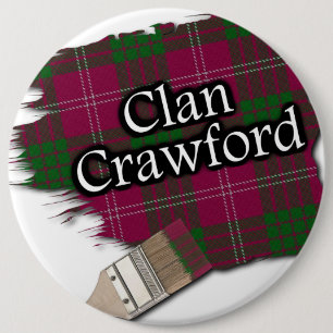 Clan Crawford Tartan Paint Brush Pinback Button