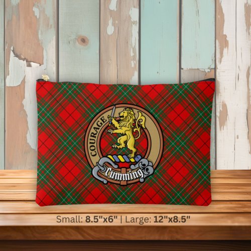 Clan Cumming Crest over Tartan Accessory Pouch