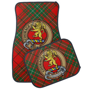 Clan Cumming Crest over Tartan Car Floor Mat