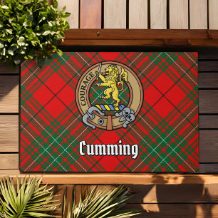 Clan Cumming Crest over Tartan Doormat