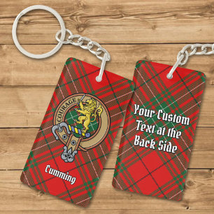 Clan Cumming Crest over Tartan Keychain