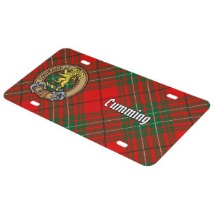 Clan Cumming Crest over Tartan License Plate