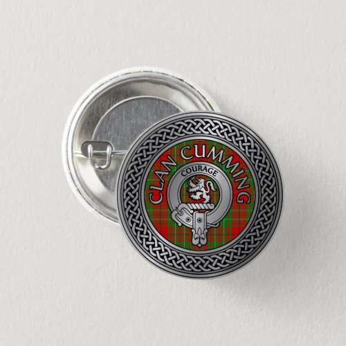 Clan Cumming Crest  Tartan Knot Button