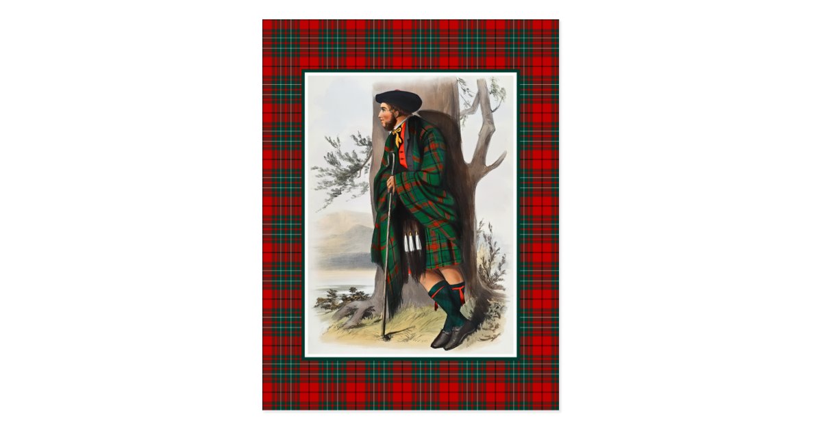 Clan Cummings Vintage Illustration Tartan Frame Postcard Zazzle Com