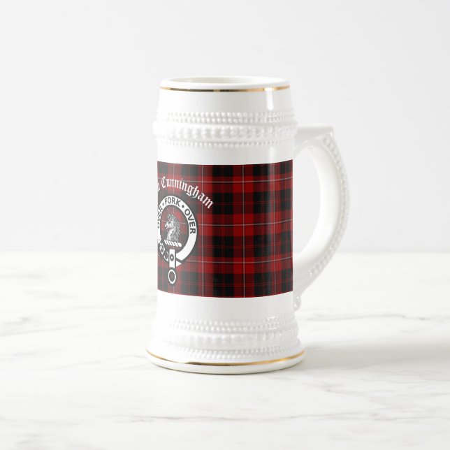 Clan Cunningham Badge & Tartan  Beer Stein (Front Right)