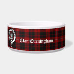 Clan Cunningham Badge & Tartan   Bowl<br><div class="desc">Stylish pet food bowl features Scottish Clan Cunningham crest badge and customizable text on tartan background. Great gift idea for pet lovers!</div>