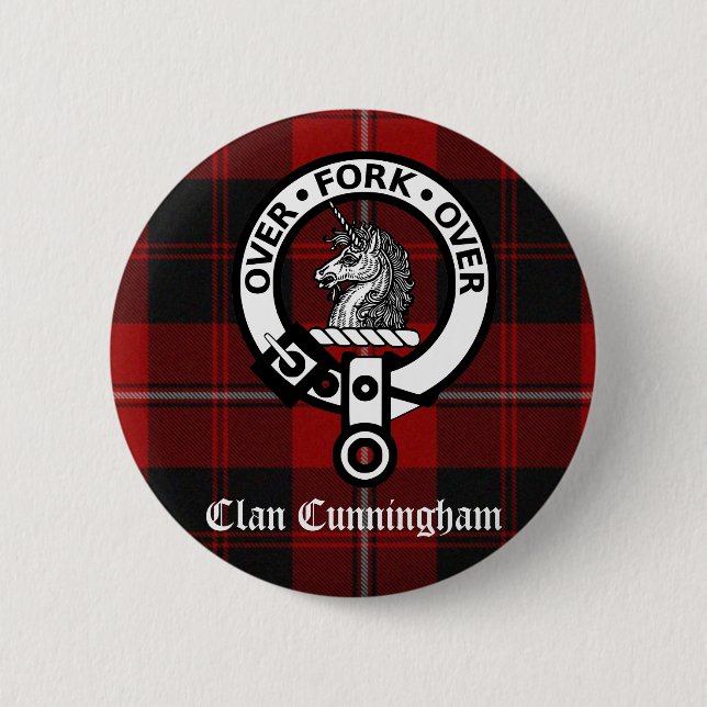 Clan Cunningham Badge & Tartan Button (Front)