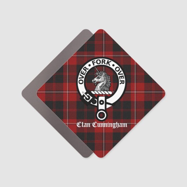 Clan Cunningham Badge & Tartan  Car Magnet (Front)