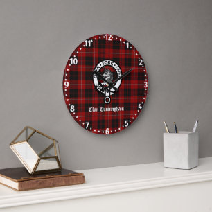 Clan Cunningham Badge & Tartan Large Clock