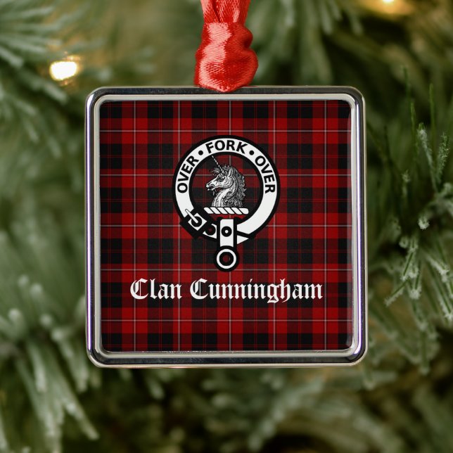 Clan Cunningham Badge & Tartan   Metal Ornament (Tree)