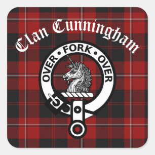 Clan Cunningham Badge & Tartan Square Sticker